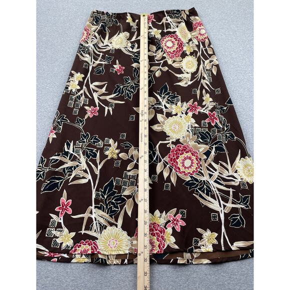 Vintage Kathie Lee Floral Maxi Skirt 14 Brown Pink Fairycore Hippie Grunge 90s - Picture 6 of 13